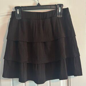 Tiered Black Mini Skirt